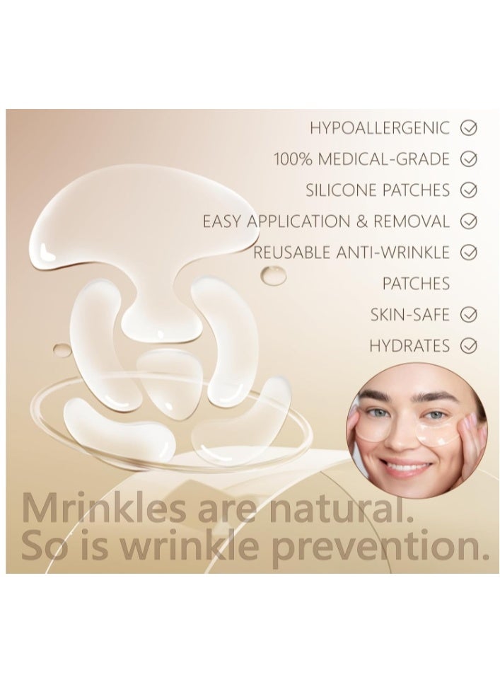 OASIS-TH Reusable Silicone Face Patch Set - 6 Wrinkle Patches for Overnight Fine Line & Crease Flattening - Forehead, Under-eye and Smile Lines Repair - Image 2